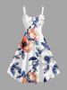 Flower Leaf Print Plus Size Matching Hawaii Beach Outfit For Couples -  