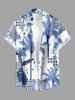 Coconut Tree Tropical Leaf Blue and White Porcelain Style Print Matching Hawaii Beach Outfit For Couples -  