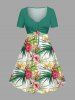 Hibiscus Flower Tropical Leaf Print Plus Size Matching Hawaii Beach Outfit For Couples -  