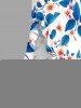 Flowers Leaf Print Hawaii Ruffles Split Surplice Dress -  