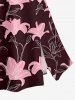 Lily Flower Print Hawaii Split A Line Skirt - Rouge foncé L
