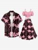 Lily Flower Print Hawaii Split A Line Skirt - Rouge foncé L