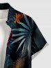 Hibiscus Flowers Tropical Leaf Print Buttons Pocket Hawaii Shirt For Men - Noir XL