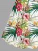 Hibiscus Flower Tropical Leaf Print Cinched Hawaii Dress -  