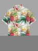 Chemise hawaïenne grande taille pour homme, à imprimé floral tropical et feuilles d'hibiscus, boutons et poche. - Vert M