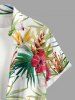 Plus Size Hibiscus Flower Tropical Leaf Print Buttons Pocket Hawaii Shirt For Men -  