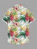 Plus Size Hibiscus Flower Tropical Leaf Print Buttons Pocket Hawaii Shirt For Men -  