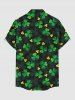 Chemise à boutons et poches pour homme, grande taille, motif clous de girofle et feuilles, pour la Saint-Patrick - Vert M