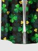 Chemise à boutons et poches pour homme, grande taille, motif clous de girofle et feuilles, pour la Saint-Patrick - Vert M