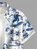 Chemise hawaïenne grande taille pour homme, imprimé cocotiers, dinosaures et vagues, avec poches et boutons. - Bleu XL