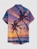 Coconut Tree Cloud Seascape Print Buttons Pocket Hawaii Shirt For Men -  