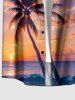 Coconut Tree Cloud Seascape Print Buttons Pocket Hawaii Shirt For Men -  