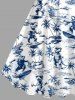 Coconut Tree Dinosaur Sea Waves Print Hawaii Tank Dress -  