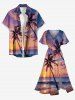 Plus Size Coconut Tree Cloud Seascape Print Split Hawaii Midi Dress -  