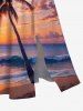 Plus Size Coconut Tree Cloud Seascape Print Split Hawaii Midi Dress -  