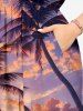 Plus Size Coconut Tree Cloud Seascape Print Split Hawaii Midi Dress -  