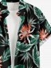 Plus Size Flowers Leaf Print Buttons Pocket Hawaii Shirt For Men -  