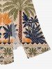 Plus Size Coconut Tree Geo Pattern Print Split Hawaii Midi Dress -  