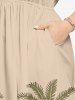Plus Size Coconut Tree Geo Pattern Print Split Hawaii Midi Dress -  