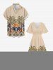 Plus Size Coconut Tree Geo Pattern Print Split Hawaii Midi Dress -  