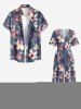 Flowers Leaf Print V Neck Hawaii Wide Leg Jumpsuit -  