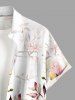Chemise hawaïenne grande taille pour homme, à imprimé floral et feuilles ombré, boutons et poche. - Rose  XL