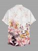 Chemise hawaïenne grande taille pour homme, à imprimé floral et feuilles ombré, boutons et poche. - Rose  XL