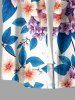 Chemise hawaïenne grande taille à imprimé floral et feuilles, boutons et poches pour homme - Bleu M
