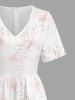 Combinaison hawaïenne à imprimé floral et feuilles ombré, col en V et jambes larges - Rose  M