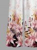 Flowers Leaf Ombre Print V Neck Hawaii Wide Leg Jumpsuit -  