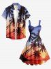 Coconut Tree Ombre Print Hawaii Tank Dress -  