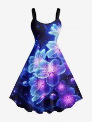 Galaxy Flowers Print Hawaii Tank Dress -  