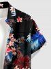 Ensemble de plage hawaïen assorti pour couples, imprimé feuilles tropicales et fleurs d'hibiscus, grandes tailles - Noir 
