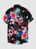 Ensemble de plage hawaïen assorti pour couples, imprimé feuilles tropicales et fleurs d'hibiscus, grandes tailles - Noir 