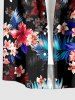Ensemble de plage hawaïen assorti pour couples, imprimé feuilles tropicales et fleurs d'hibiscus, grandes tailles - Noir 