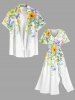 Robe mi-longue hawaïenne fendue à imprimé floral coloré et feuilles, grande taille - Blanc S