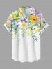Chemise hawaïenne grande taille pour homme, imprimée de fleurs et de feuilles colorées (style peinture à l'huile), avec boutons et poche. - Blanc XL