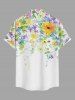Chemise hawaïenne grande taille pour homme, imprimée de fleurs et de feuilles colorées (style peinture à l'huile), avec boutons et poche. - Blanc XL