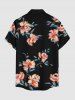 Plus Size Flowers Leaf Oil Painting Print Buttons Pocket Hawaii Shirt For Men -  