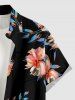 Plus Size Flowers Leaf Oil Painting Print Buttons Pocket Hawaii Shirt For Men -  