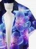 Chemise hawaïenne grande taille pour homme, imprimée de fleurs galaxie, avec boutons et poche. - Bleu profond S