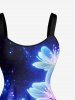 Galaxy Flowers Print Hawaii Tank Dress -  
