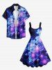 Galaxy Flowers Print Hawaii Tank Dress -  