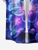 Plus Size Galaxy Flowers Print Buttons Pocket Hawaii Shirt For Men - Bleu profond 6XL