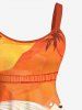 Plus Size Turtle Sea Waves Sun Dusk Print Backless Hawaii Sea Creatures A Line Tank Dress - Orange S