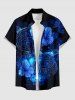 Chemise hawaïenne grande taille pour homme, imprimée de tortues et d'hibiscus, avec boutons et poche. - Bleu profond S