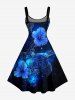Robe débardeur hawaïenne grande taille à imprimé tortue et hibiscus - Bleu profond 6X