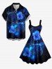 Robe débardeur hawaïenne grande taille à imprimé tortue et hibiscus - Bleu profond 6X