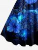 Robe débardeur hawaïenne grande taille à imprimé tortue et hibiscus - Bleu profond 6X