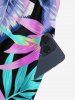 Hibiscus Flowers Tropical Leaf Print V Neck Hawaii Wide Leg Jumpsuit -  
